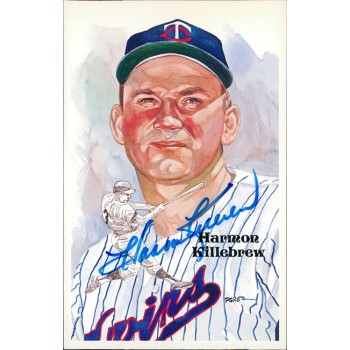 Harmon Killebrew Twins Signed Perez Steele HOF Postcard JSA Authenticated