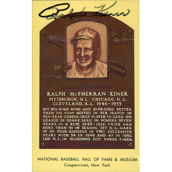 Ralph Kiner Signed Hall of Fame Cooperstown Plaque Postcard JSA Authenticated Ralph Kiner Signed Hall of Fame Cooperstown Plaque Postcard JSA Authenticated