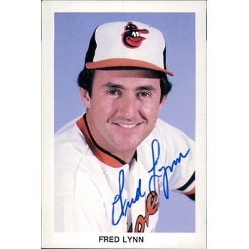 Fred Lynn Baltimore Orioles Signed 3.5x5.25 Photo Postcard JSA Authenticated