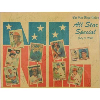 MLB All-Stars 1978 Signed Matted Newspaper by 32 Players JSA Authenticated