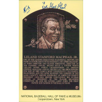 Lee MacPhail Signed Hall of Fame Cooperstown Plaque Postcard JSA Authenticated Lee MacPhail Signed Hall of Fame Cooperstown Plaque Postcard JSA Authenticated