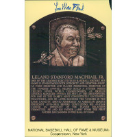 Lee MacPhail Signed Hall of Fame Cooperstown Plaque Postcard JSA Auth Corner DMG