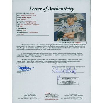 Mickey Mantle New York Yankees Signed 14x21 Cope Enterprise Poster JSA Authentic