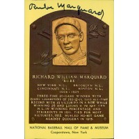 Rube Marquard Signed Hall of Fame Cooperstown Plaque Postcard JSA Authenticated