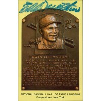Eddie Mathews Signed Hall of Fame Cooperstown Plaque Postcard JSA Authenticated