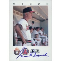 Gene Mauch California Angels Signed 4x6 Wildfire Prevention Card JSA Authentic