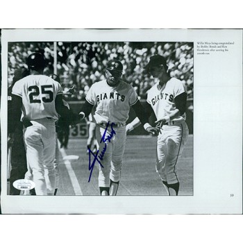 Willie Mays San Francisco Giants Signed 8.5x11 Cut Page JSA Authenticated