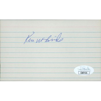 Ken McBride Los Angeles Angels Signed 3x5 Index Card JSA Authenticated