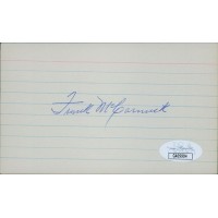 Frank McCormick Cincinnati Reds Signed 3x5 Index Card JSA Authenticated