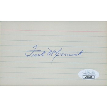 Frank McCormick Cincinnati Reds Signed 3x5 Index Card JSA Authenticated Frank McCormick Cincinnati Reds Signed 3x5 Index Card JSA Authenticated