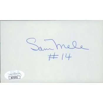 Sam Mele Washington Senators Signed 3x5 Index Card JSA Authenticated