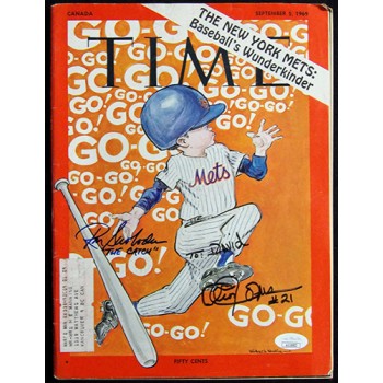 New York Mets Ron Swoboda Amos Otis Signed Time 1969 Magazine JSA Authenticated