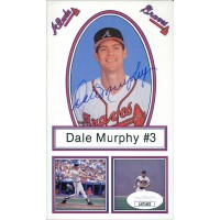 Dale Murphy Atlanta Brave Signed 3.5x6 Promo Card JSA Authenticated