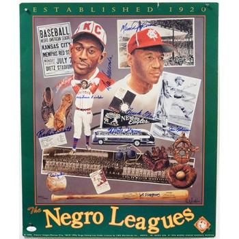 Negro League HOF'ers & Stars Signed 20x24 Poster 9 Signatures JSA Authenticated