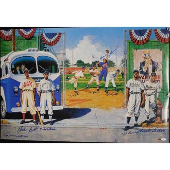 Negro League Stars Signed 24x36 Poster 8 Signatures JSA Authenticated