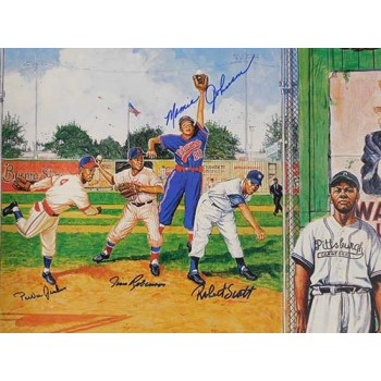 Negro League Stars Signed 24x36 Poster 8 Signatures JSA Authenticated