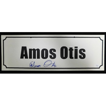 Amos Otis Signed 7x20 Name Plate Convention Sign JSA Authenticated