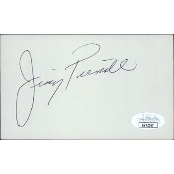 Jimmy Piersall Boston Red Sox Signed 3x5 Index Card JSA Authenticated