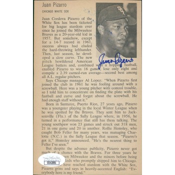 Juan Pizarro Chicago White Sox Signed 4x6.25 Cut Page Photo JSA Authenticated Juan Pizarro Chicago White Sox Signed 4x6.25 Cut Page Photo JSA Authenticated