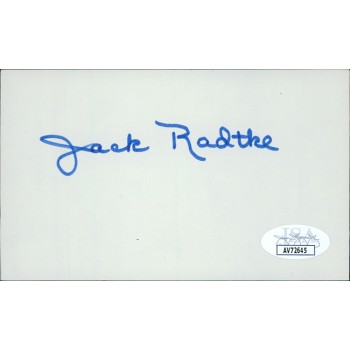 Jack Radtke Brooklyn Dodgers Signed 3x5 Index Card JSA Authenticated