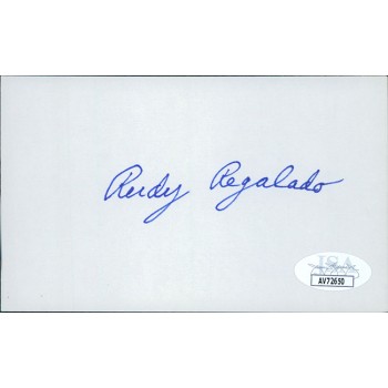 Rudy Regalado Cleveland Indians Signed 3x5 Index Card JSA Authenticated