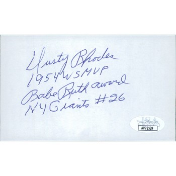 Dusty Rhodes New York Giants Signed 3x5 Index Card JSA Authenticated