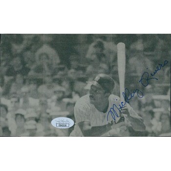 Mickey Rivers New York Yankees Signed 4.5x7.5 Cut Page Photo JSA Authenticated