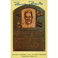 Robin Roberts Signed Hall of Fame Cooperstown Plaque Postcard JSA Authenticated