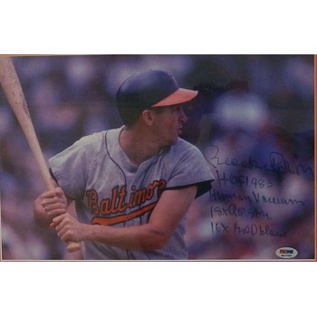 Brooks Robinson Baltimore Orioles Signed 11x14 Canvas Framed PSA Authenticated