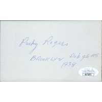 Packy Rogers Brooklyn Dodgers Signed 3x5 Index Card JSA Authenticated