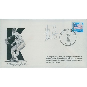 Nolan Ryan Signed 5,000 Strikeout Limited Edition Cachet /1200 JSA Authenticated