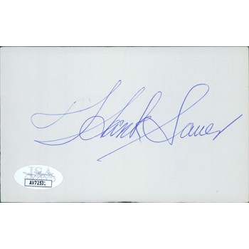 Hank Sauer Chicago Cubs Signed 3x5 Index Card JSA Authenticated