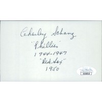 Charley Schanz Philadelphia Phillies Signed 3x5 Index Card JSA Authenticated