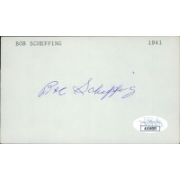 Bob Scheffing Chicago Cubs Signed 3x5 Index Card JSA Authenticated