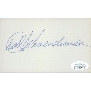Red Schoendienst St. Louis Cardinals Signed 3x5 Index Card JSA Authenticated