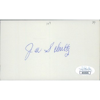 Joe Schultz Jr. Baseball Coach Player Signed 3x5 Index Card JSA Authenticated