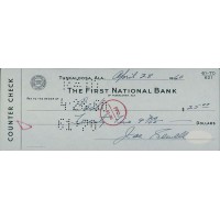 Joe Sewell Signed Cancelled Check JSA Authenticated Joe Sewell Signed Cancelled Check JSA Authenticated