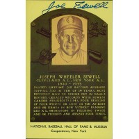 Joe Sewell Signed Hall of Fame Cooperstown Plaque Postcard JSA Authenticated