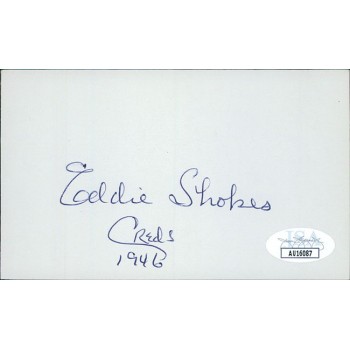 Eddie Shokes Cincinnati Reds Signed 3x5 Index Card JSA Authenticated Eddie Shokes Cincinnati Reds Signed 3x5 Index Card JSA Authenticated