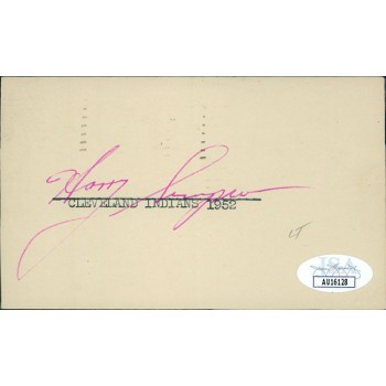 Harry Simpson Cleveland Indians Signed 3x5 Post Card JSA Authenticated