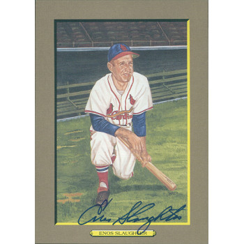 Enos Slaughter Cardinals Signed Great Moments Perez Steele Card JSA Authentic