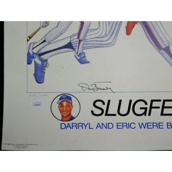 Slugfest Darryl Strawberry Eric Davis Signed 18x24 Lithograph JSA Authenticated