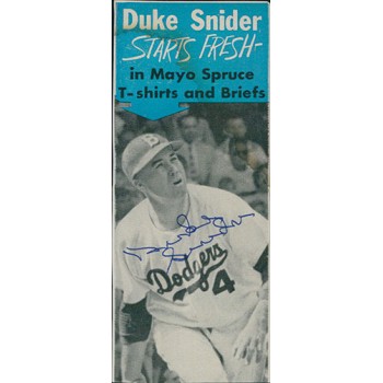 Duke Snider Brooklyn Dodgers Signed 2.25x5.5 Cut Page JSA Authenticated