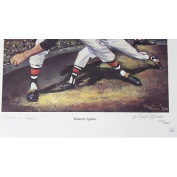 Warren Spahn Boston Braves Signed 18x24 Lithograph 1167/1500 JSA Authenticated