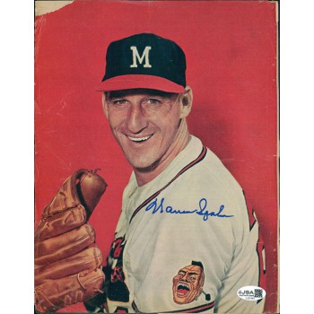 Warren Spahn Milwaukee Braves Signed 8.25x10.5 Cut Magazine Page JSA Authentic Warren Spahn Milwaukee Braves Signed 8.25x10.5 Cut Magazine Page JSA Authentic
