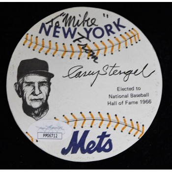 Casey Stengel New York Mets Signed Promo Disc Coaster JSA Authenticated