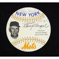 Casey Stengel New York Mets Double Signed Promo Disc Coaster JSA Authenticated