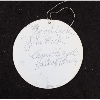 Casey Stengel New York Mets Signed Promo Paper Ornament JSA Authenticated