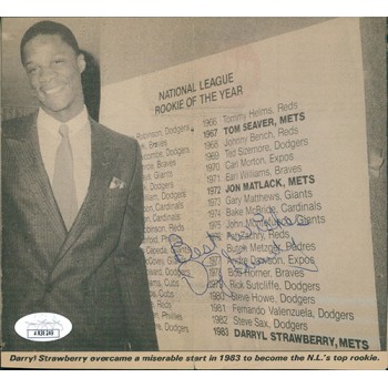 Darryl Strawberry New York Mets Signed 6x7 Cut Newspaper Page JSA Authenticated