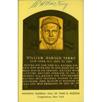 William Bob Terry Signed Hall of Fame Plaque Postcard JSA Authenticated
